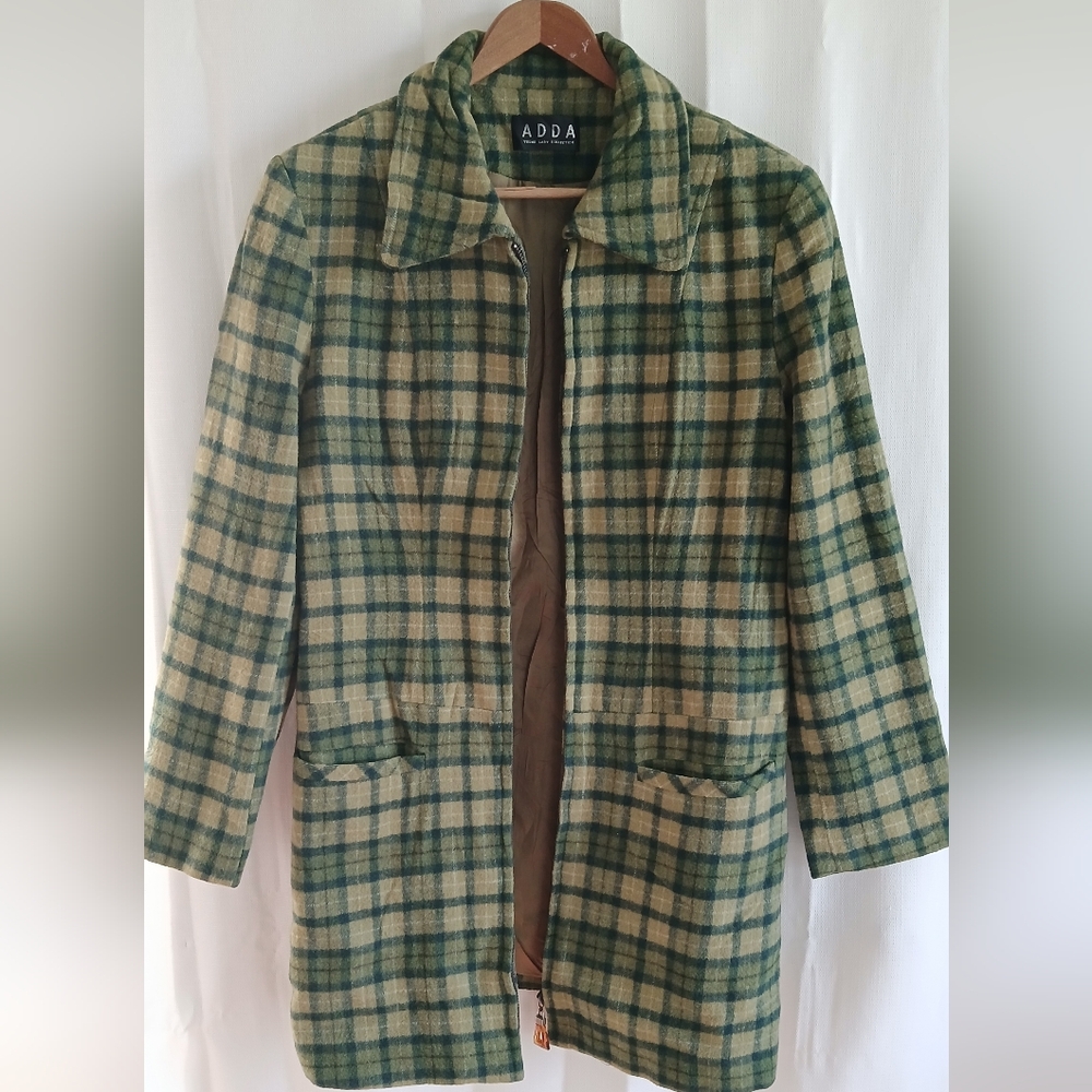 ADDA Green Plaid Coat